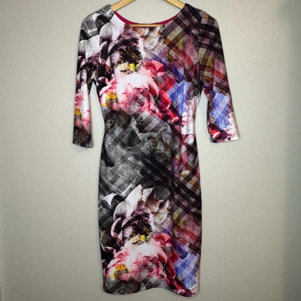 Joseph Ribkoff Floral Abstract Sheath Dress‎ | 3/4 Sleeve | Size 6